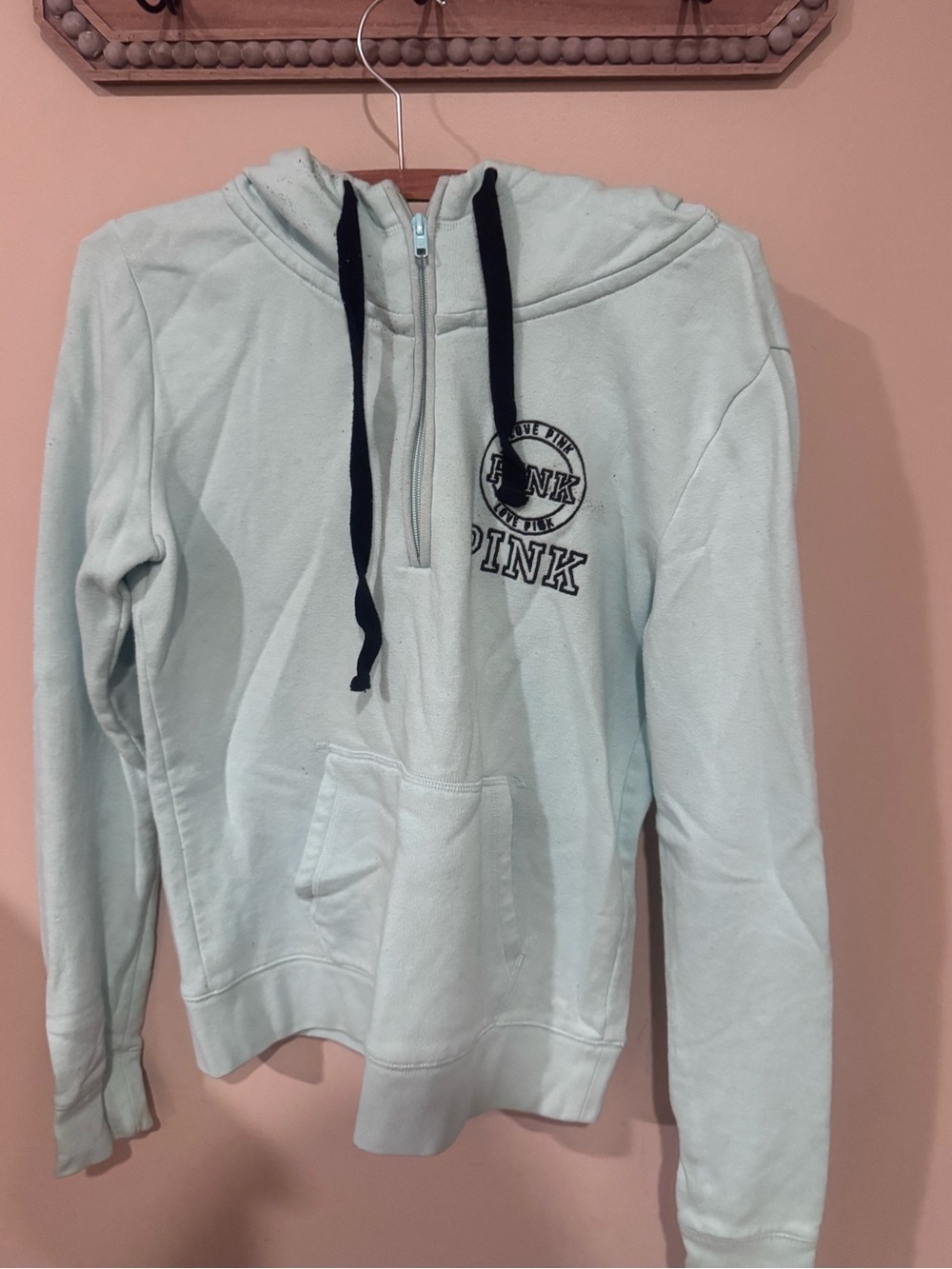 Victoria's Secret PINK Half-Zip Hooded Sweatshirt-SMALL
